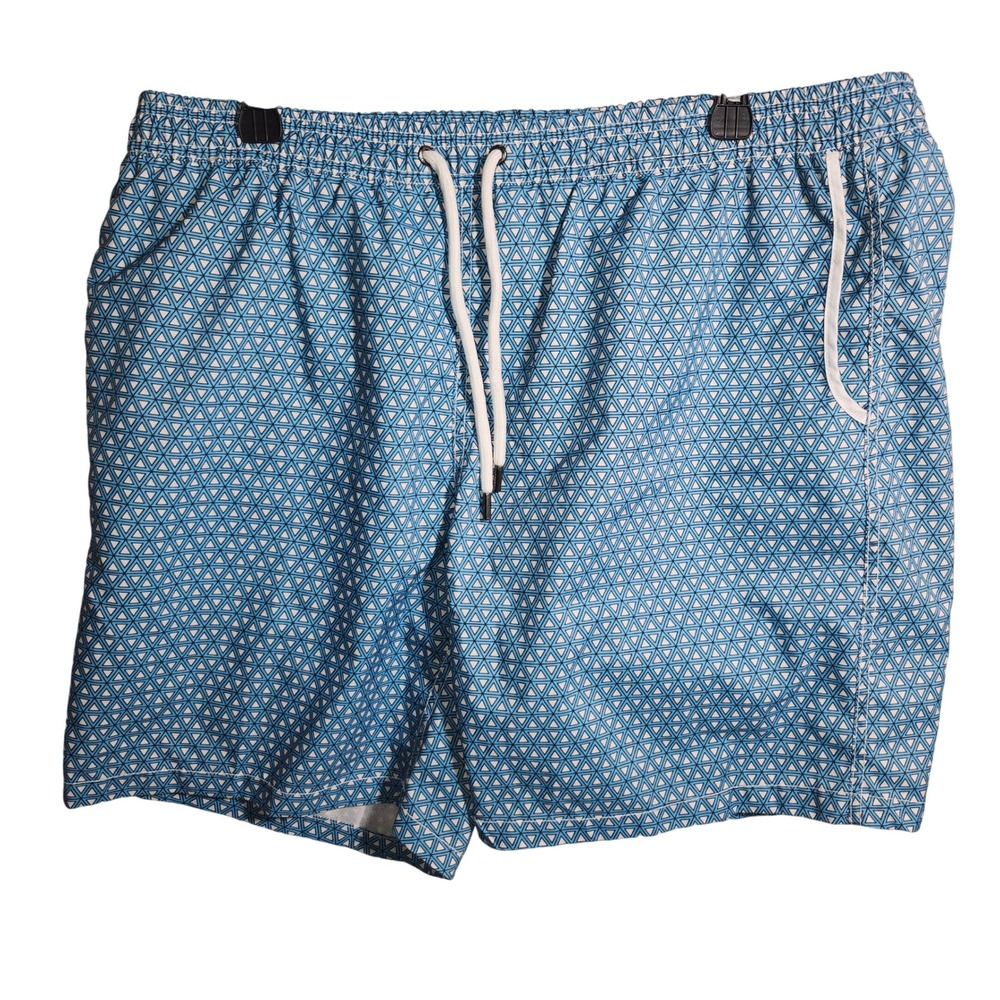 Mr Swim Mens Blue Geometric Triangle Print‎ Swim Trunks Board Shorts XXL 2923